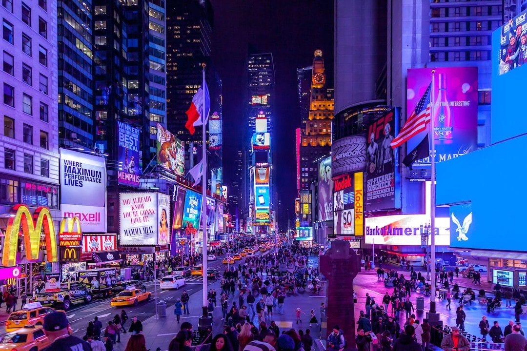 Times Square Night Photo with Neon Lights