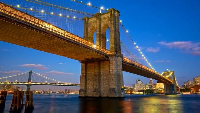 Brooklyn Bridge at night - New York City During Summer