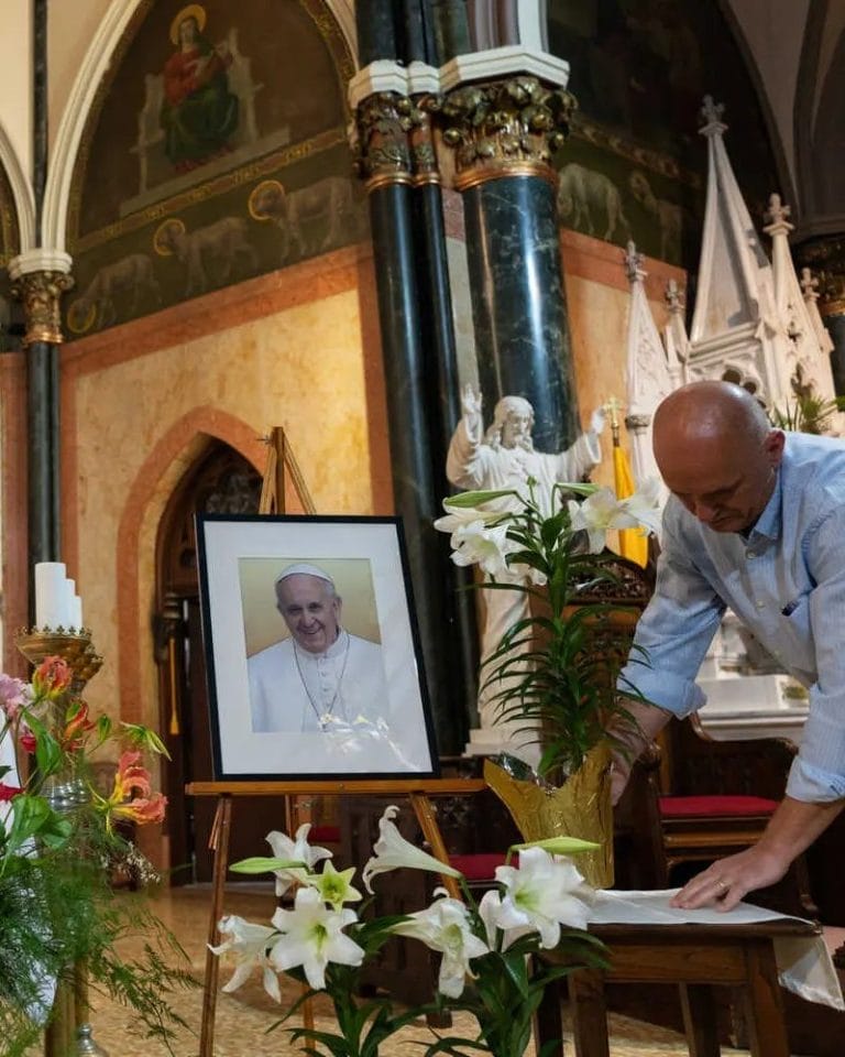 A vigil for Pope Francis inside a cathedral in New York