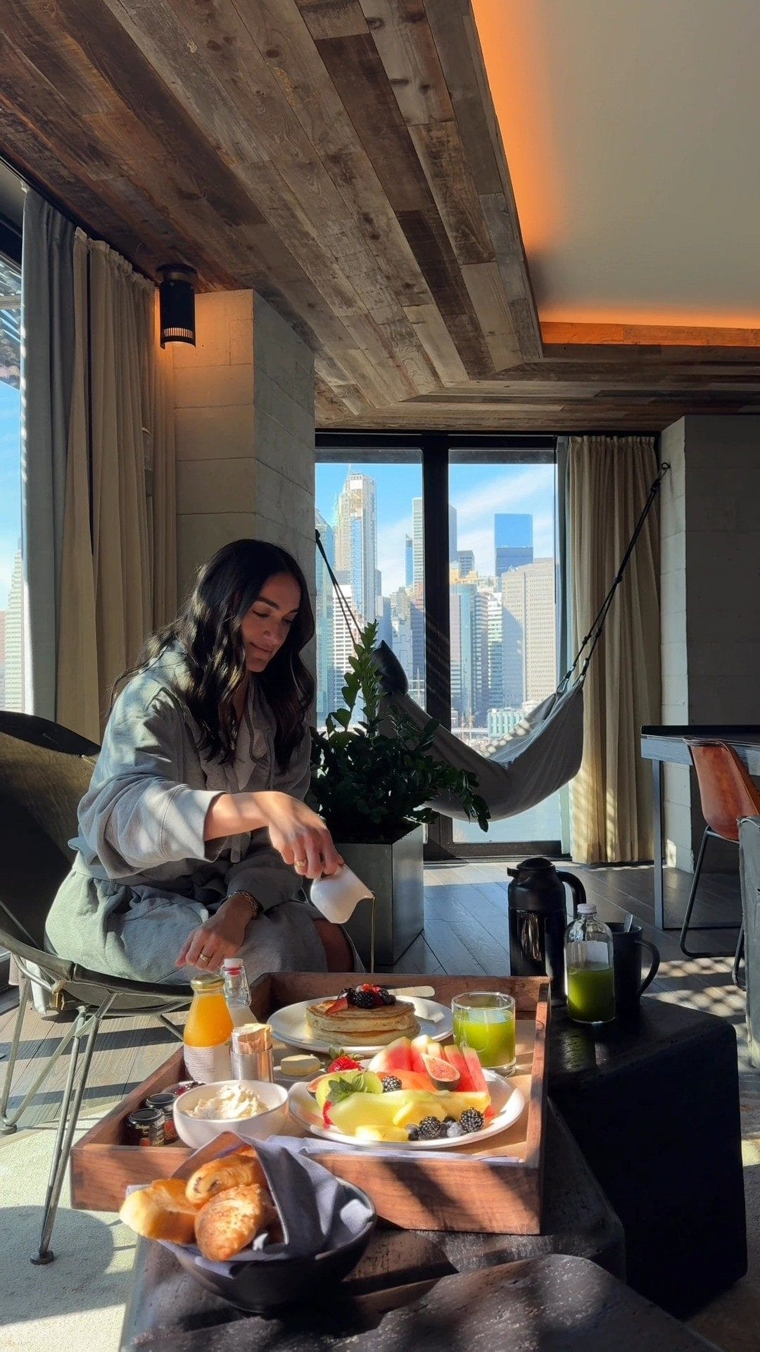 Breakfast at a hotel room