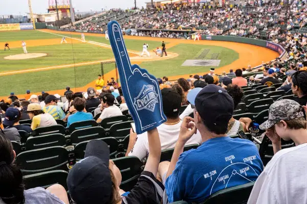 People watching a Brooklyn Cyclones game from the seats 