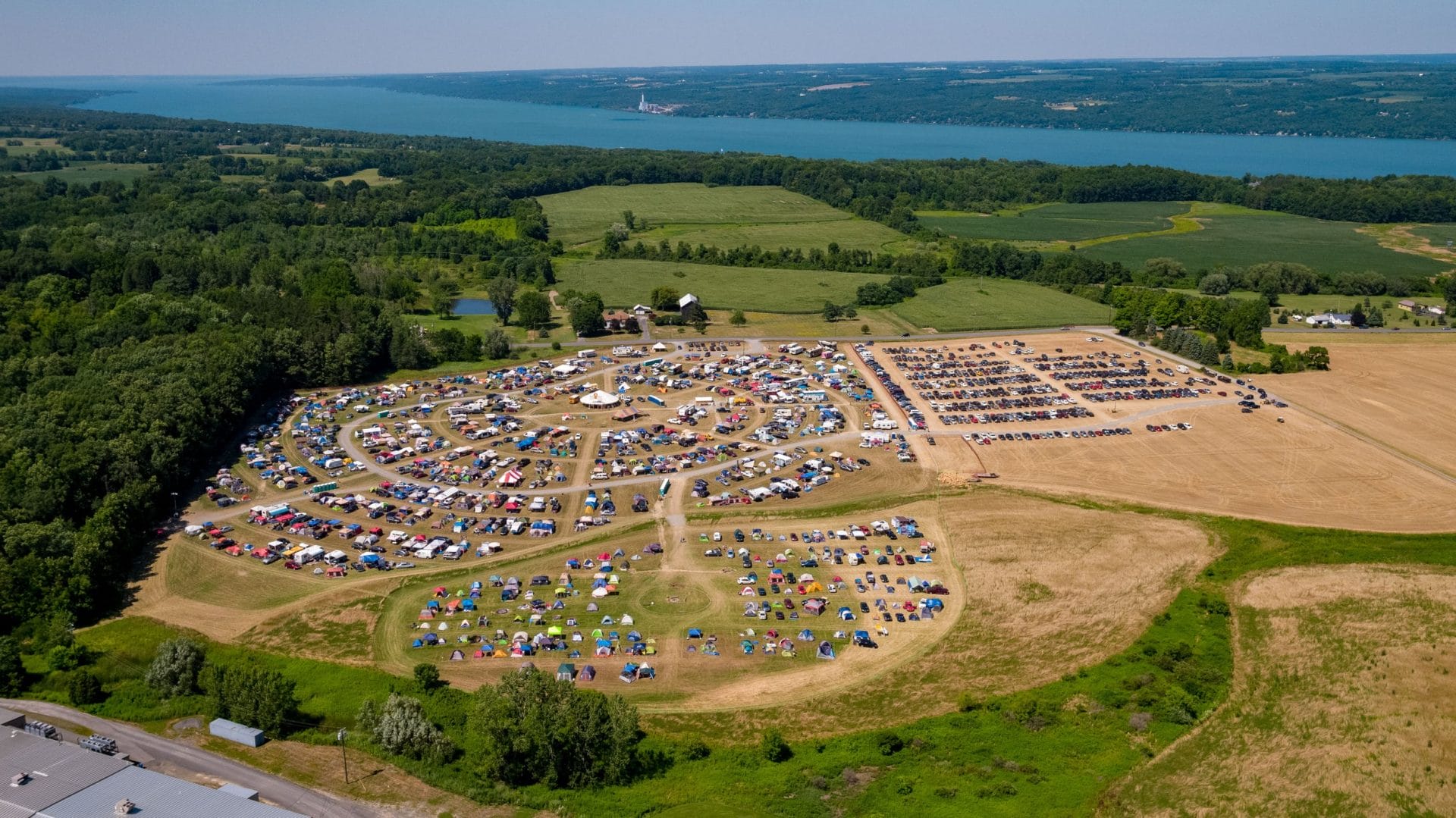 Bird view of the camping grounds for the Grassroots festival
