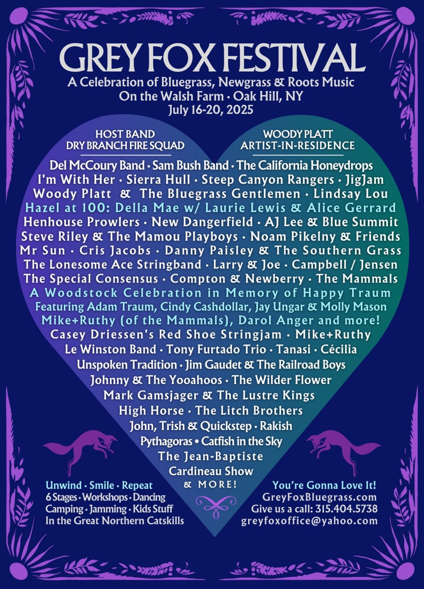 Grey Fox Festival lineup poster