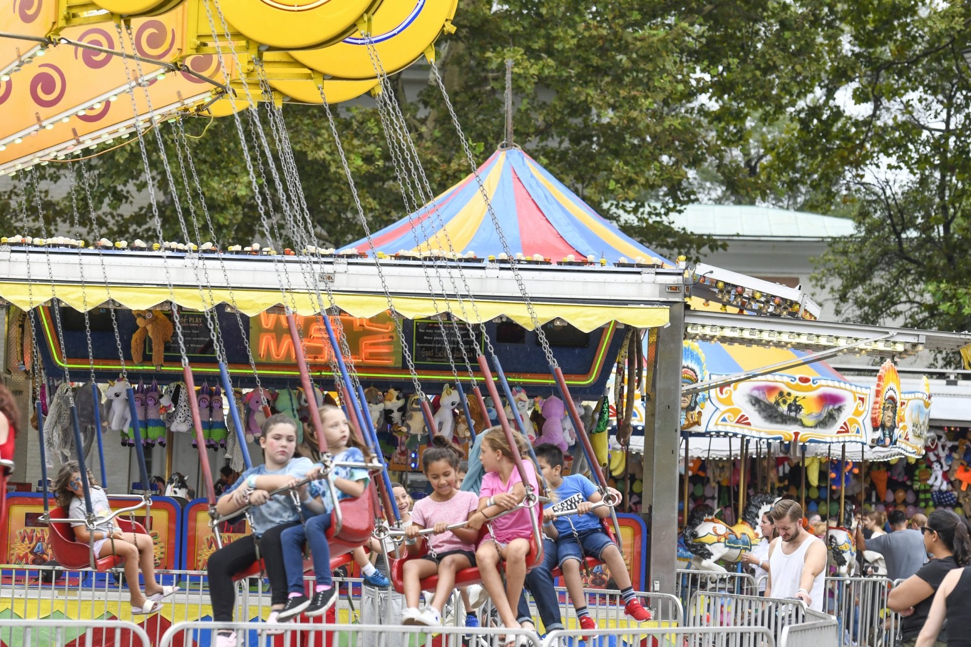 Kids on a carousel ride
