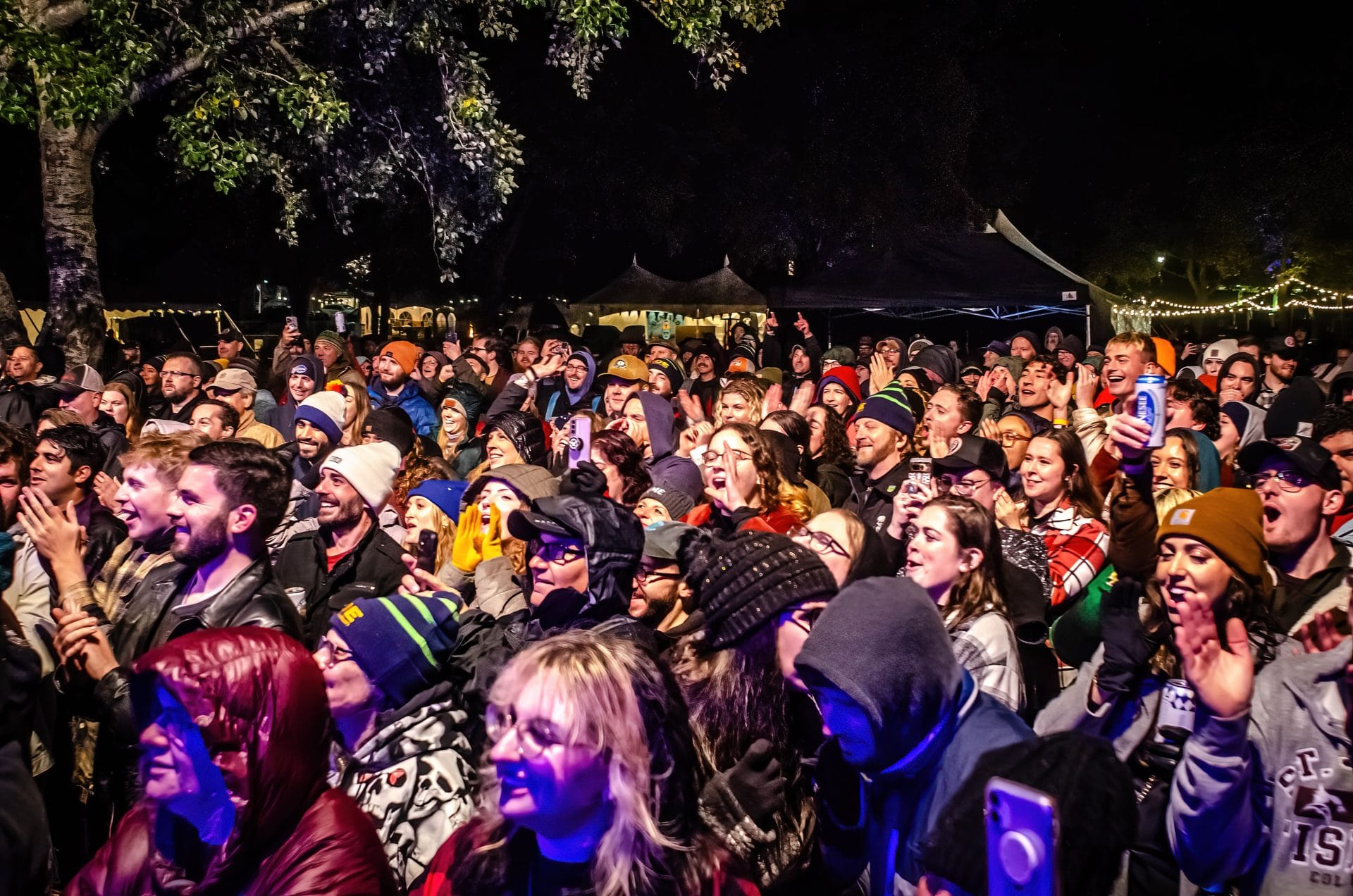 People gathered in front of a stage at the music festival