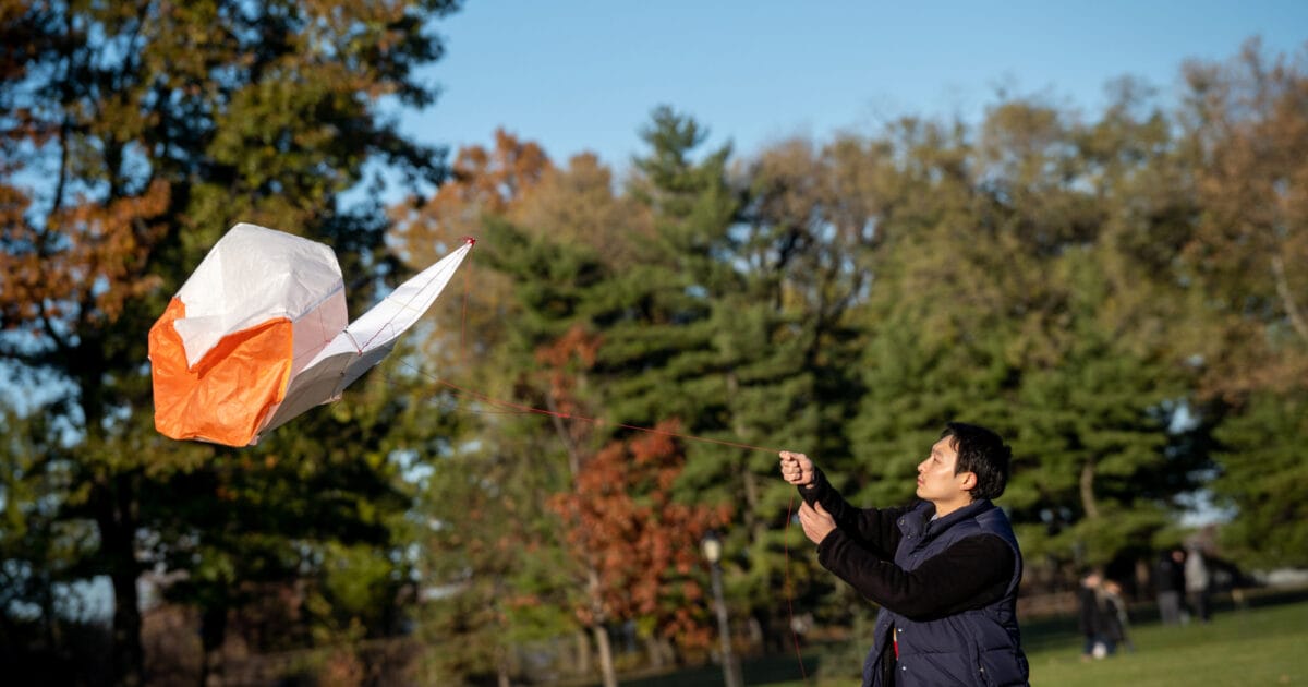 Someone flying a kite in Central Park