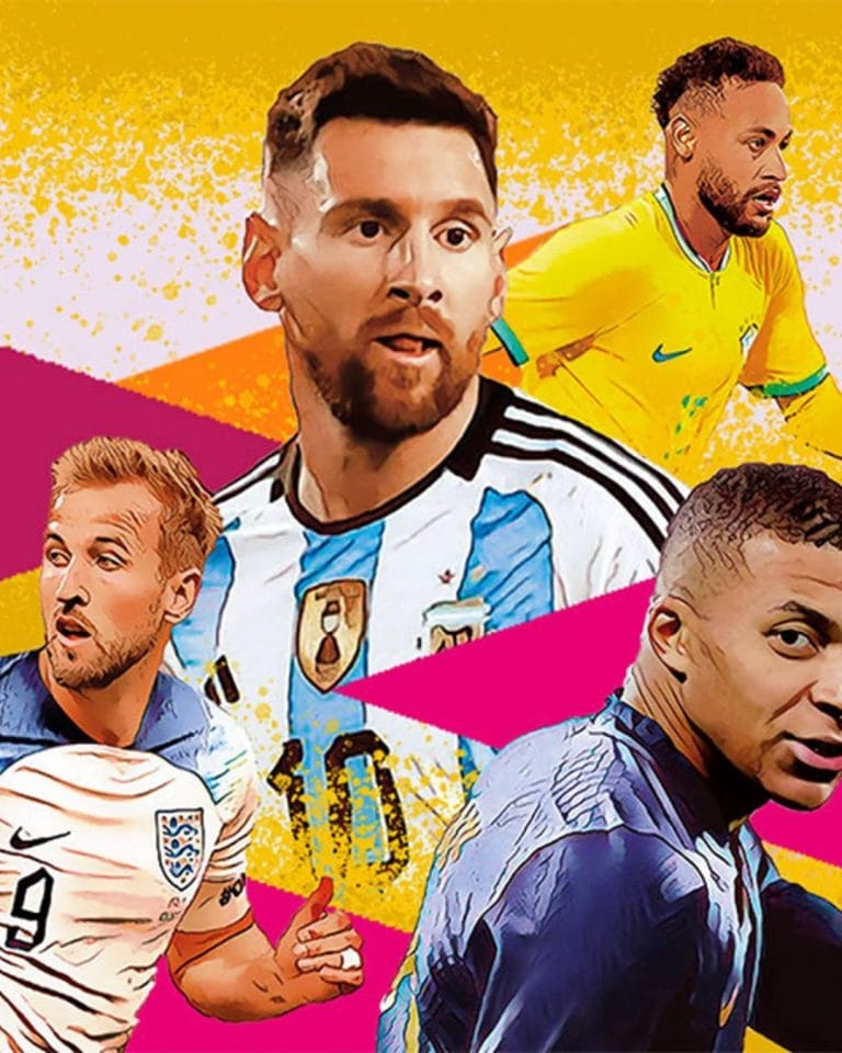 Graphic made of famous soccer players