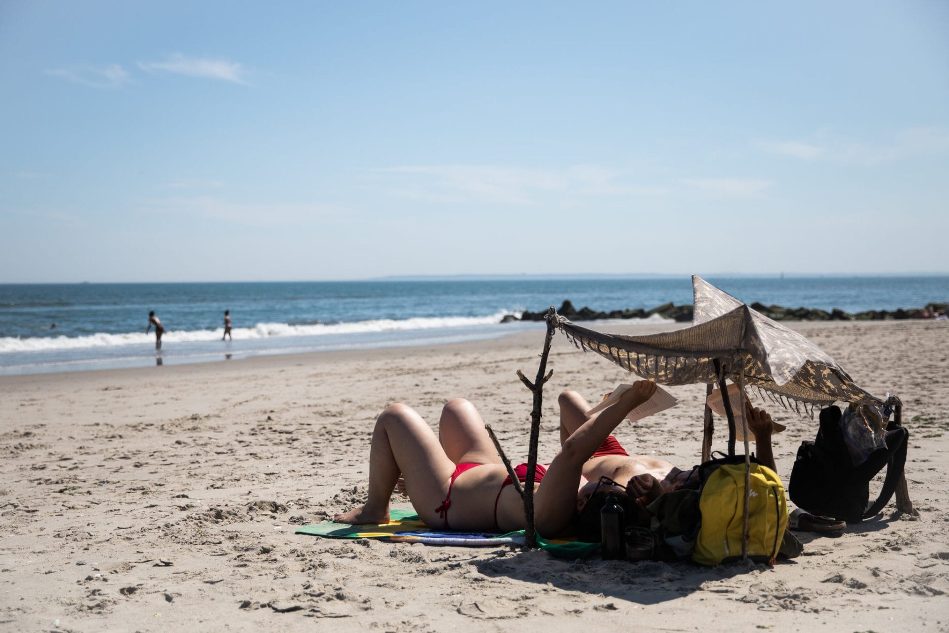 Wide shot of Fort Tilden beach
