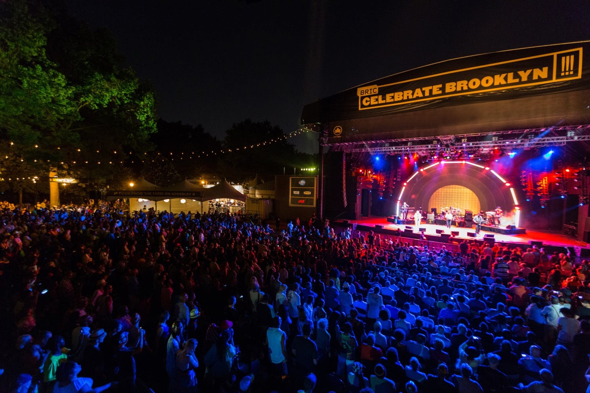 People at the Bandshell at Prospect Park.